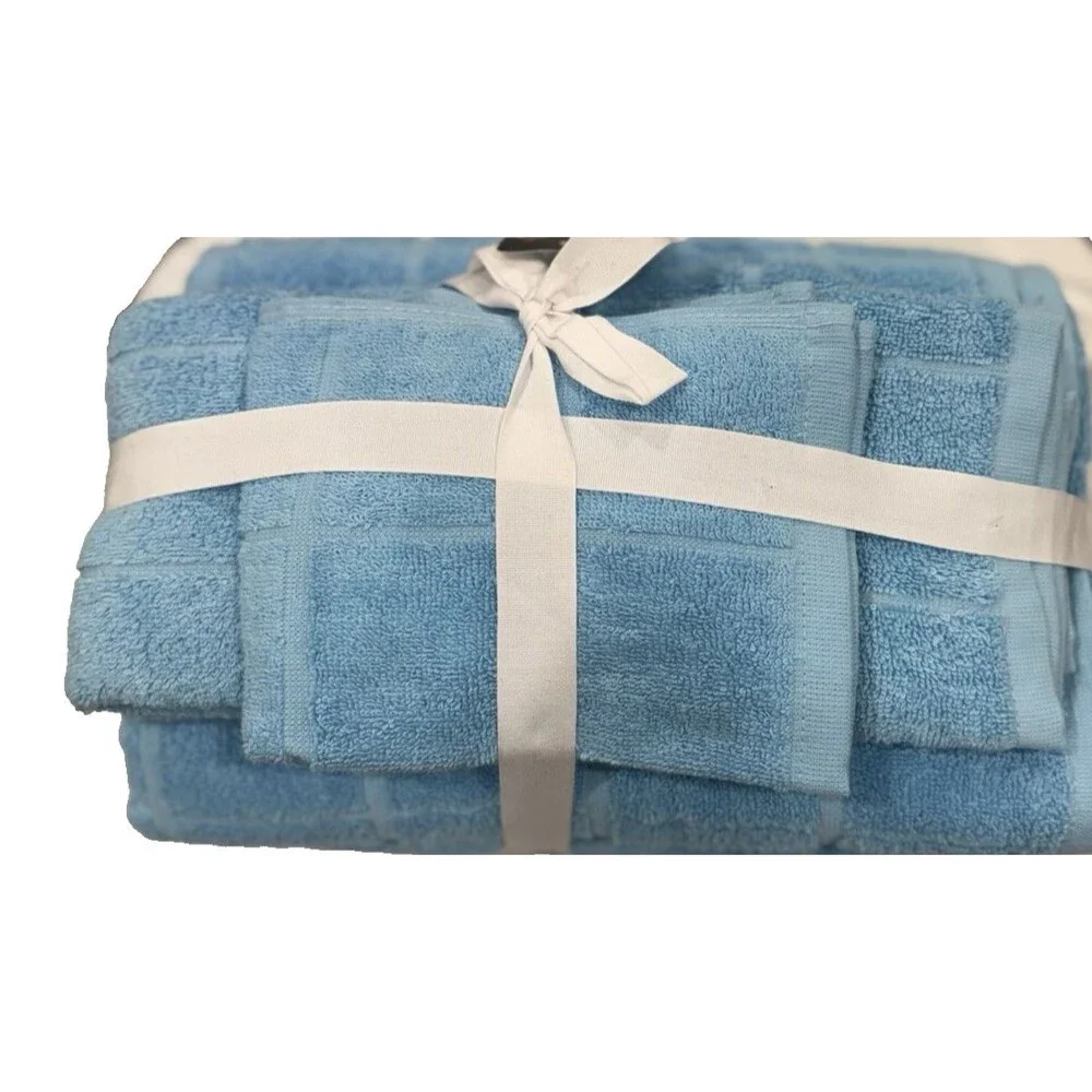 Home Expressions 6 Piece Bath Towel Set 100% Cotton Baltic Sky NEW